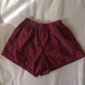 Brandy Melville Red Plaid Logan Shorts